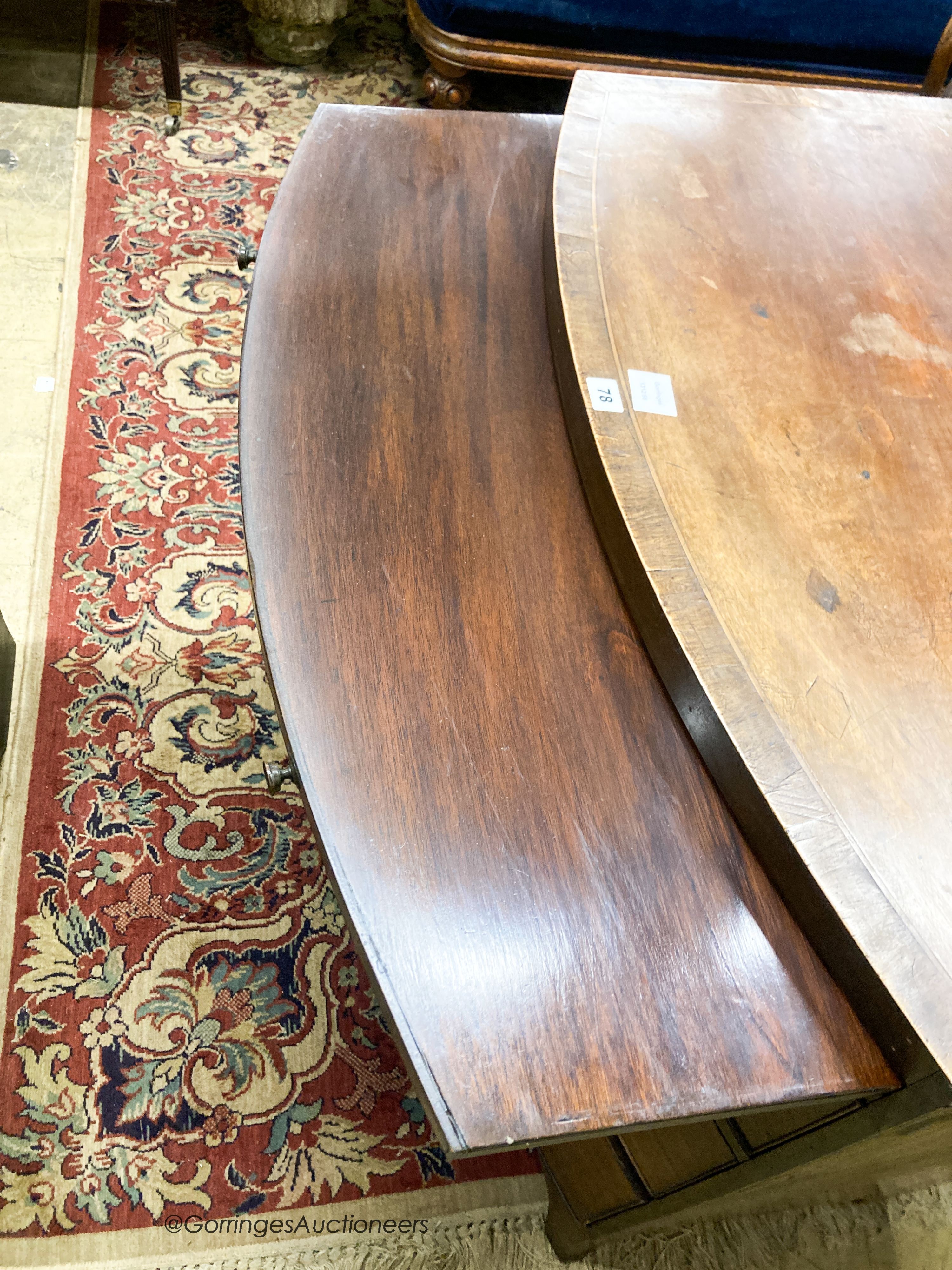 A Regency banded mahogany bowfront chest, width 91cm, depth 54cm, height 92cm